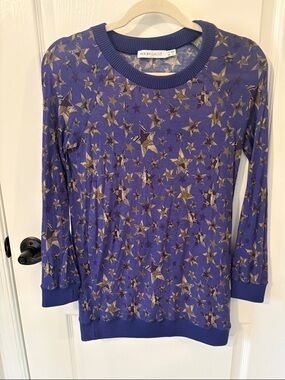 See by Chloé Navy Blue Metallic Star Crewneck Sweater